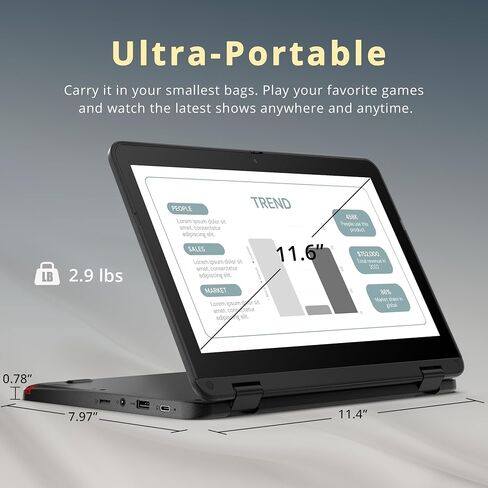 Lenovo 300e Gen 3 Chromebook 11.6 "2-in-1 laptop touchcreen laptop ، AMD 3015CE Processor ، 4GB RAM ، 32GB EMMC ، AMD Radeon Graphics ، 720p Webcam ، Wi-Fi 5 ، Bluetooth ، Chrome OS ، Gray (Renewed) in Saudi Arabia