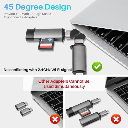 USB Type C 3.1 Extension Adapter 2Pack ، 45 درجة زاوية USB C الذكور إلى موصل الموسع الإناث يدعم الشحن ونقل البيانات عالية السرعة 5 جيجابت في الثانية لسلسلة iPhone 16/15 ، Galaxy S23 ، MacBook Pro ، إلخ in Kuwait