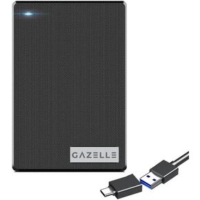 Gazelle Ultra Slim Portable External Hard Disk - 2 in 1 Type C and USB 3.0-2, External HDD - for PC, Mac, Laptop, PS4, Xbox one,Xbox (Black) (500GB) in Kuwait
