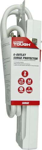 Hyper Tough 2 Pack 6-Otlet 2.5ft Surge Protector ، White in Kuwait