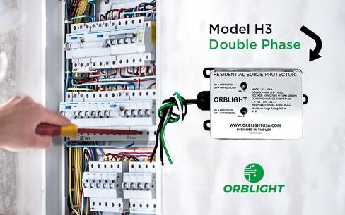 Orblight EMP Surge Protector-House House Lightning & Solar Flare Protection ، 2-phase ، 3-ware ، 260ka ، IP67 ، ABS عالية التأثير ، تقنية الدرع (ORB012) in Saudi Arabia