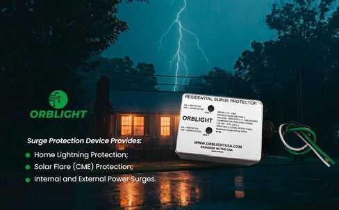 Orblight EMP Surge Protector-House House Lightning & Solar Flare Protection ، 2-phase ، 3-ware ، 260ka ، IP67 ، ABS عالية التأثير ، تقنية الدرع (ORB012) in Saudi Arabia