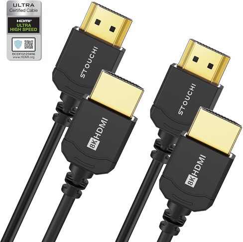 Cable HDMI Thin HDMI معتمد من Stouchi ، Cable 3.3 قدم ، [48 جيجابت في الثانية] كابل HDMI® عالي السرعة فائق السرعة فائق السرعة 8K@60Hz 4K@120Hz ، EARC ، HDR ، دعم PS5/XBOX/ROKU/ROKU/GAMING/4K/8K TVS in Kuwait