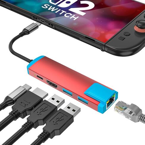 محول USB C إلى محول HDMI للمفتاح 2 ، محطة إرساء USB C مع 4K@60Hz HDMI Port/Type-C PD Port/USB 3.0 PORT/1000M PORT in Kuwait