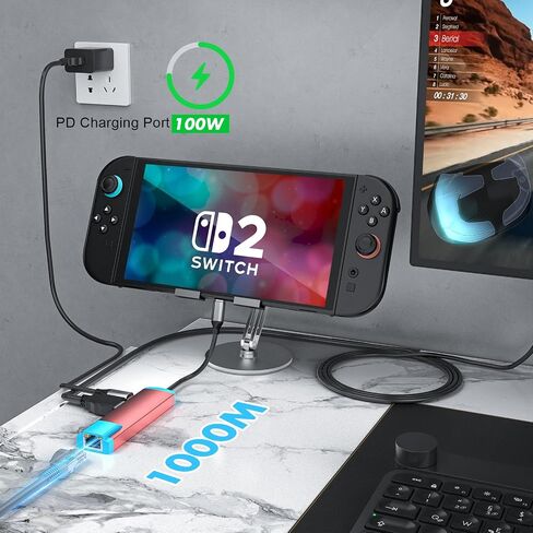محول USB C إلى محول HDMI للمفتاح 2 ، محطة إرساء USB C مع 4K@60Hz HDMI Port/Type-C PD Port/USB 3.0 PORT/1000M PORT in Kuwait