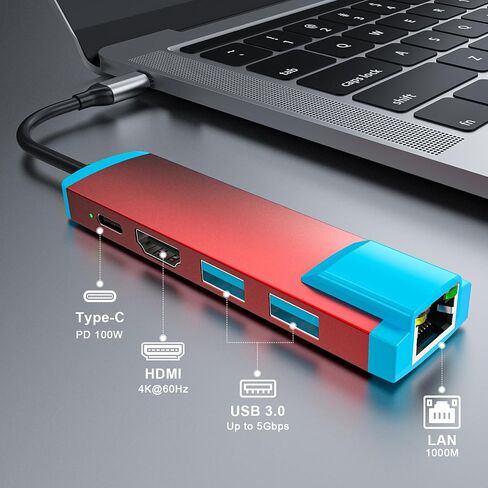 محول USB C إلى محول HDMI للمفتاح 2 ، محطة إرساء USB C مع 4K@60Hz HDMI Port/Type-C PD Port/USB 3.0 PORT/1000M PORT in Kuwait