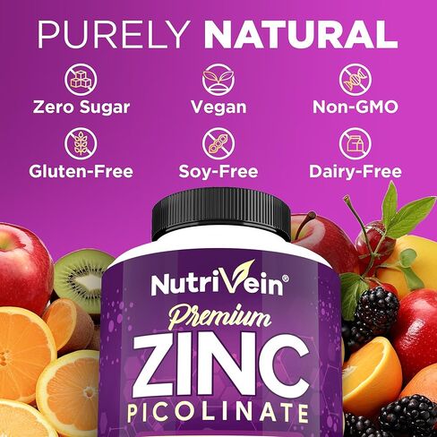 Nutrivein Premium Zinc Gluconate 100mg - 120 Capsules - Immunity Defense Boosts Immune System & Powerful Antioxidant - Promotes Healthy Skin and Acne Defense - Essential Elements for Absorption in Kuwait