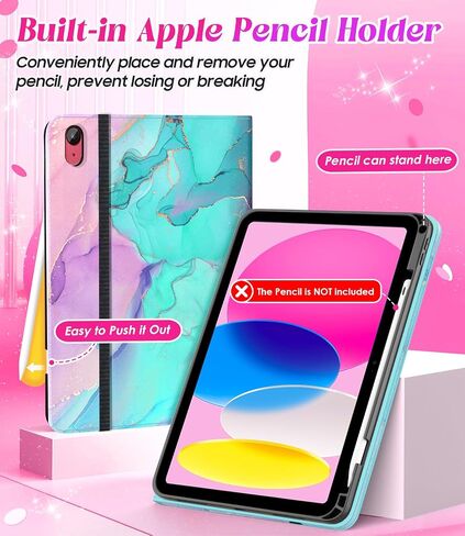 حافظة Zonefoker لجهاز iPad الجيل العاشر 2022، وغطاء حماية iPad 10 Gen 10.9 بوصة مع حامل قلم رصاص، وحامل عرض متعدد الزوايا، وتصميم الجيب، وحافظات جلدية قابلة للطي للنساء والرجال، أزرق رخامي in Saudi Arabia