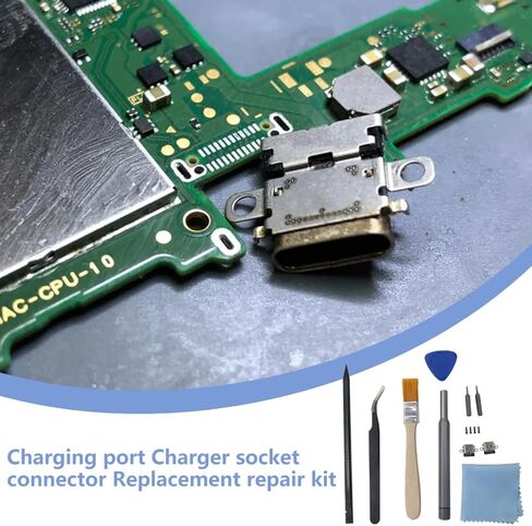 2025 2x Replacement Type C Port for Nintendo Switch USB C Charging Port Charger Socket Connector Replacement Repair Kit for NS Switch Power Charging Charger DC Jack Socket with Tools in Saudi Arabia