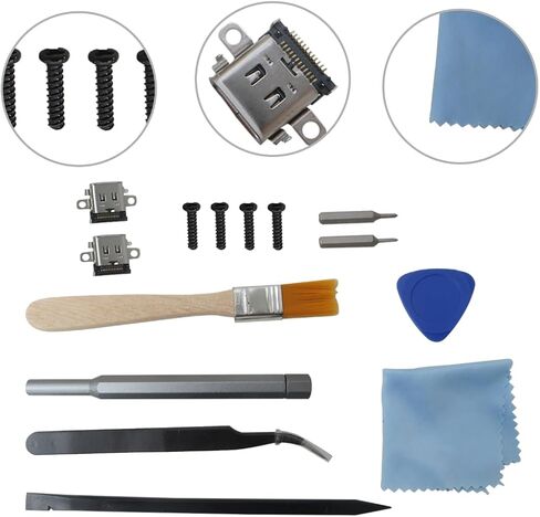 2025 2x Replacement Type C Port for Nintendo Switch USB C Charging Port Charger Socket Connector Replacement Repair Kit for NS Switch Power Charging Charger DC Jack Socket with Tools in Saudi Arabia