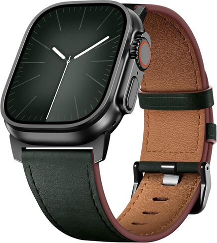 فرقة جلدية Easuny متوافقة مع Apple Watch Ultra 2/Ultra Band 49mm 44mm 45mm 46mm 42mm Men ، حزام جلدي أصلي للحبوب لـ Iwatch Series 10 9 8 7 6 5 4 3 SE2 SE in Saudi Arabia