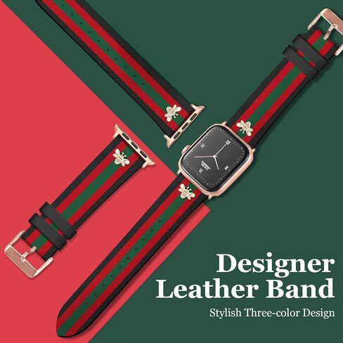 Designer Leather Bands with Charms Compatible with Apple Watch 38mm 40mm 41mm 42mm(S10) 42mm(S1/2/3) 44mm 45mm 46mm 49mm Women Men Strap for iWatch Series 10/9/8/7/6/5/4/3/2/1/SE/Ultra1 2 in Kuwait