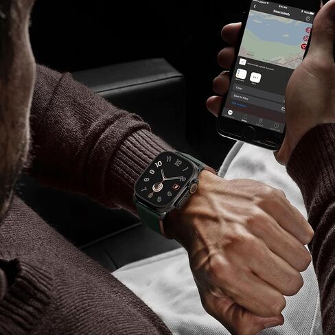فرقة جلدية Easuny متوافقة مع Apple Watch Ultra 2/Ultra Band 49mm 44mm 45mm 46mm 42mm Men ، حزام جلدي أصلي للحبوب لـ Iwatch Series 10 9 8 7 6 5 4 3 SE2 SE in Saudi Arabia