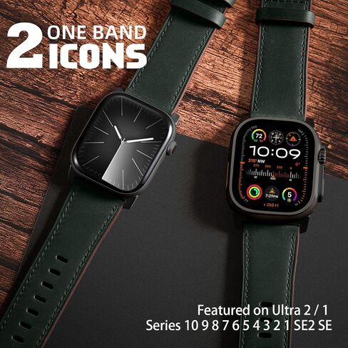 فرقة جلدية Easuny متوافقة مع Apple Watch Ultra 2/Ultra Band 49mm 44mm 45mm 46mm 42mm Men ، حزام جلدي أصلي للحبوب لـ Iwatch Series 10 9 8 7 6 5 4 3 SE2 SE in Saudi Arabia