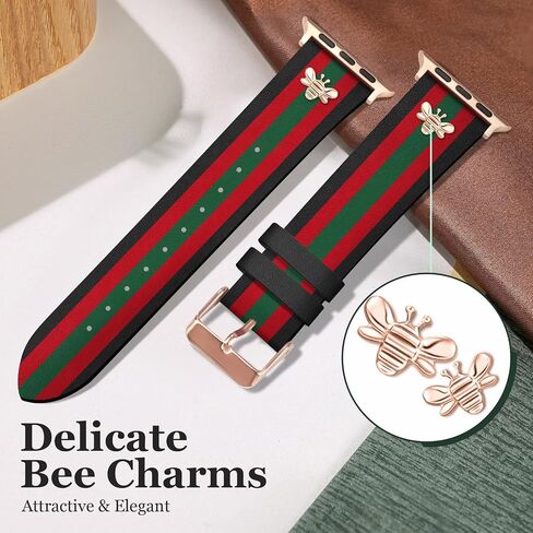 Designer Leather Bands with Charms Compatible with Apple Watch 38mm 40mm 41mm 42mm(S10) 42mm(S1/2/3) 44mm 45mm 46mm 49mm Women Men Strap for iWatch Series 10/9/8/7/6/5/4/3/2/1/SE/Ultra1 2 in Kuwait