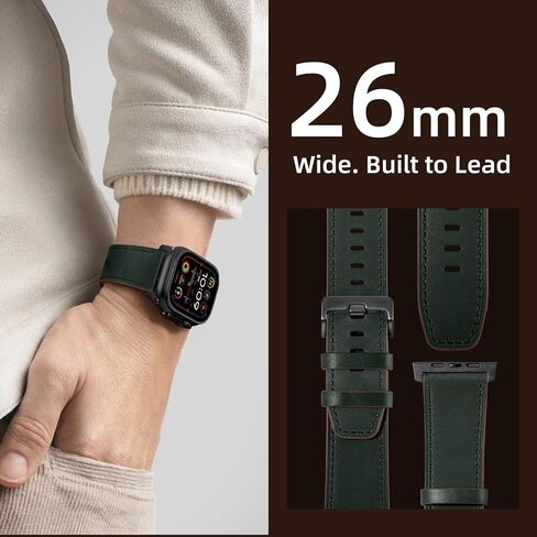فرقة جلدية Easuny متوافقة مع Apple Watch Ultra 2/Ultra Band 49mm 44mm 45mm 46mm 42mm Men ، حزام جلدي أصلي للحبوب لـ Iwatch Series 10 9 8 7 6 5 4 3 SE2 SE in Saudi Arabia