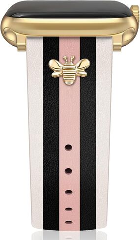 Designer Leather Bands with Charms Compatible with Apple Watch 38mm 40mm 41mm 42mm(S10) 42mm(S1/2/3) 44mm 45mm 46mm 49mm Women Men Strap for iWatch Series 10/9/8/7/6/5/4/3/2/1/SE/Ultra1 2 in Kuwait