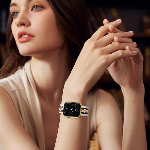 Designer Leather Bands with Charms Compatible with Apple Watch 38mm 40mm 41mm 42mm(S10) 42mm(S1/2/3) 44mm 45mm 46mm 49mm Women Men Strap for iWatch Series 10/9/8/7/6/5/4/3/2/1/SE/Ultra1 2 in Kuwait