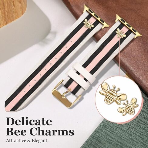 Designer Leather Bands with Charms Compatible with Apple Watch 38mm 40mm 41mm 42mm(S10) 42mm(S1/2/3) 44mm 45mm 46mm 49mm Women Men Strap for iWatch Series 10/9/8/7/6/5/4/3/2/1/SE/Ultra1 2 in Kuwait