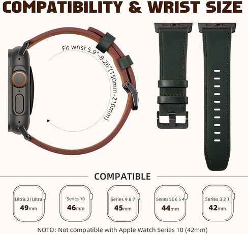 فرقة جلدية Easuny متوافقة مع Apple Watch Ultra 2/Ultra Band 49mm 44mm 45mm 46mm 42mm Men ، حزام جلدي أصلي للحبوب لـ Iwatch Series 10 9 8 7 6 5 4 3 SE2 SE in Saudi Arabia