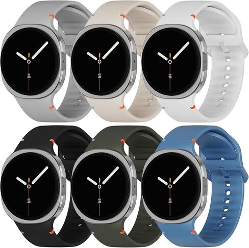 نطاقات رياضية متوافقة مع Samsung Galaxy Watch 8/8 Classic Band ، لا توجد فجوة واحدة نقرة واحدة من سوار استبدال السيليكون الناعم لمشاهدة Galaxy 8 40 44mm/8 Classic 46mm Men Women-6 Packs in Kuwait