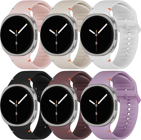 نطاقات رياضية متوافقة مع Samsung Galaxy Watch 8/8 Classic Band ، لا توجد فجوة واحدة نقرة واحدة من سوار استبدال السيليكون الناعم لمشاهدة Galaxy 8 40 44mm/8 Classic 46mm Men Women-6 Packs in Kuwait