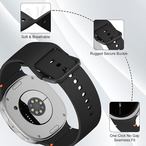 نطاقات رياضية متوافقة مع Samsung Galaxy Watch 8/8 Classic Band ، لا توجد فجوة واحدة نقرة واحدة من سوار استبدال السيليكون الناعم لمشاهدة Galaxy 8 40 44mm/8 Classic 46mm Men Women-6 Packs in Kuwait