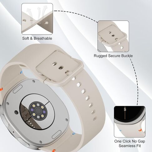 نطاقات رياضية متوافقة مع Samsung Galaxy Watch 8/8 Classic Band ، لا توجد فجوة واحدة نقرة واحدة من سوار استبدال السيليكون الناعم لمشاهدة Galaxy 8 40 44mm/8 Classic 46mm Men Women-6 Packs in Kuwait