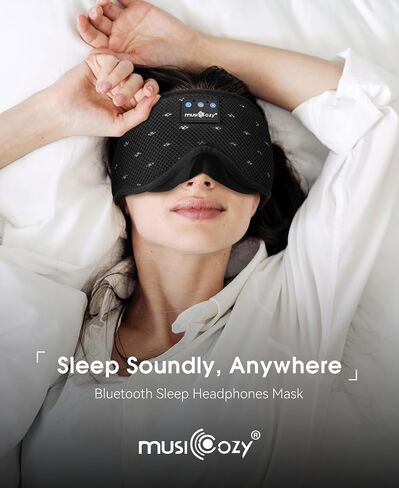 MUSICOZY Sleep Headphones Breathable Sleep Mask Bluetooth 5.4 Wireless Earphones Mask Sleeping Eyemask for Side Sleepers for Women Men Travel Meditation Gift (Mesh Black) in Saudi Arabia
