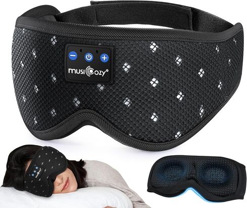 MUSICOZY Sleep Headphones Breathable Sleep Mask Bluetooth 5.4 Wireless Earphones Mask Sleeping Eyemask for Side Sleepers for Women Men Travel Meditation Gift (Mesh Black) in Saudi Arabia