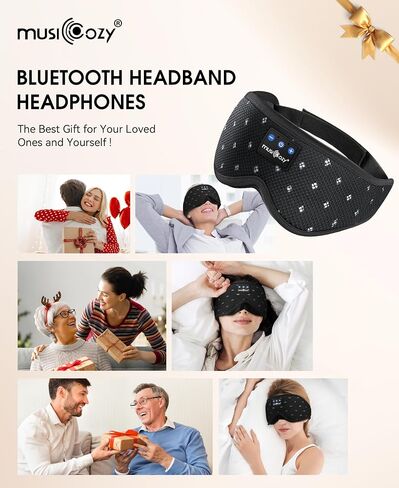 MUSICOZY Sleep Headphones Breathable Sleep Mask Bluetooth 5.4 Wireless Earphones Mask Sleeping Eyemask for Side Sleepers for Women Men Travel Meditation Gift (Mesh Black) in Saudi Arabia