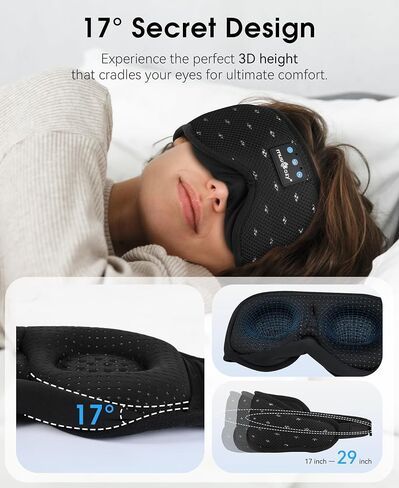 MUSICOZY Sleep Headphones Breathable Sleep Mask Bluetooth 5.4 Wireless Earphones Mask Sleeping Eyemask for Side Sleepers for Women Men Travel Meditation Gift (Mesh Black) in Saudi Arabia