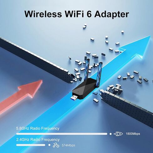 محول WiFi 6 USB للكمبيوتر الشخصي لسطح المكتب ، AX1800 WIFI Adapter 2.4G/5G محول شبكة لاسلكية خالية من السائق المزدوجة مع هوائي عالية الكسب ، WPA3 ، حجم السفر ، يدعم Windows 11/10 in Saudi Arabia