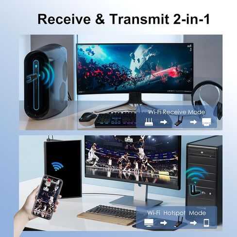 محول WiFi 6 USB للكمبيوتر الشخصي لسطح المكتب ، AX1800 WIFI Adapter 2.4G/5G محول شبكة لاسلكية خالية من السائق المزدوجة مع هوائي عالية الكسب ، WPA3 ، حجم السفر ، يدعم Windows 11/10 in Saudi Arabia