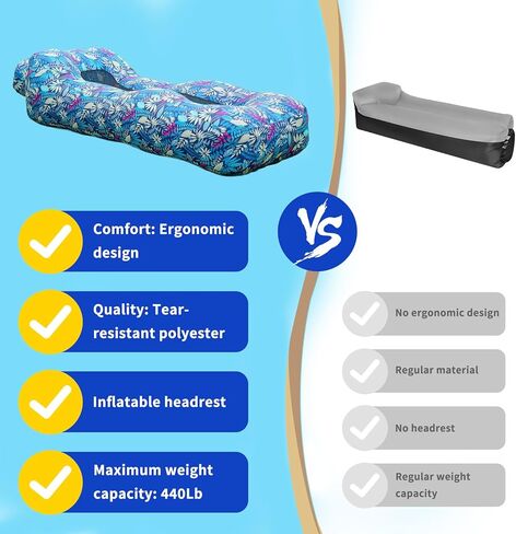 أريكة قابلة للنفخ ، أريكة هواء التسكع قابلة للنفخ | عدم تفجير الأريكة | تصميم مريح ، أرائك الهواء في الهواء الطلق للتخييم والمتنزه والشاطئ ، ترقية ملحقات التخييم الخاصة بك in Kuwait