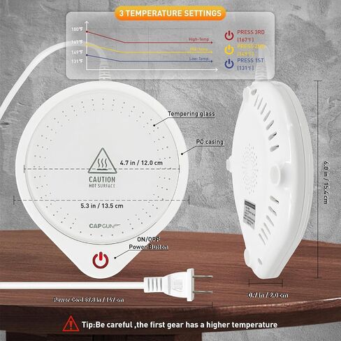 تدفئة كوب القهوة الكهربائية للمكتب ، 75 ℃ تدفئة دقيقة وإغلاق تلقائي ، كوب مقاوم للانسكاب أكثر دفئًا للقهوة/الشاي/الحليب/الشوكولاتة الساخنة (أبيض) in Kuwait