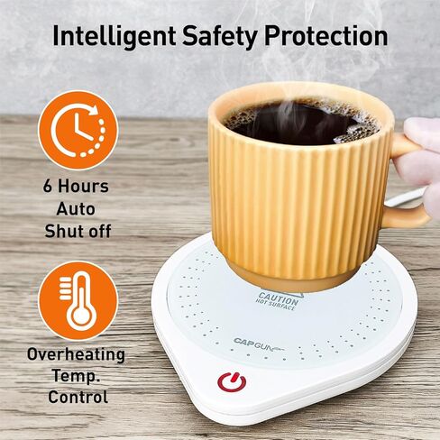 تدفئة كوب القهوة الكهربائية للمكتب ، 75 ℃ تدفئة دقيقة وإغلاق تلقائي ، كوب مقاوم للانسكاب أكثر دفئًا للقهوة/الشاي/الحليب/الشوكولاتة الساخنة (أبيض) in Kuwait