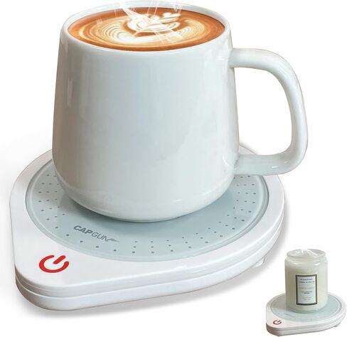 تدفئة كوب القهوة الكهربائية للمكتب ، 75 ℃ تدفئة دقيقة وإغلاق تلقائي ، كوب مقاوم للانسكاب أكثر دفئًا للقهوة/الشاي/الحليب/الشوكولاتة الساخنة (أبيض) in Kuwait