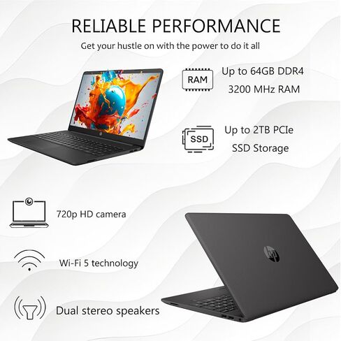 HP 15 LAPTOP for Home أو Work ، Windows 11 Pro مع Microsoft Office 365 ، 15.6 "شاشة LED FHD ، ذاكرة الوصول العشوائي 16 جيجا بايت ، 1 تيرابايت SSD ، Copilot AI ، معالج AMD قوي ، منفذ Ethernet ، قارئ بطاقة SD ، WOWPC USB in Saudi Arabia