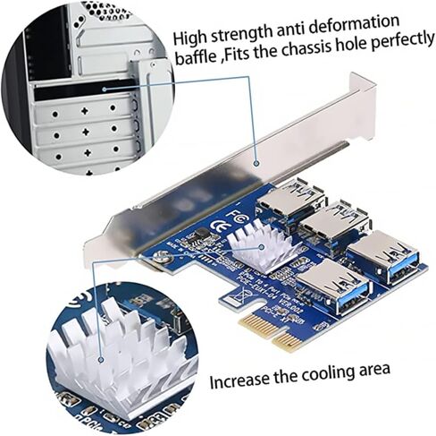 بطاقة توسيع Merryhappy PCI-E إلى محول USB محول الطاقة الموثوق بها جهات اتصال عالية الكفاءة لاستخدام سطح المكتب والكمبيوتر المحمول in Kuwait