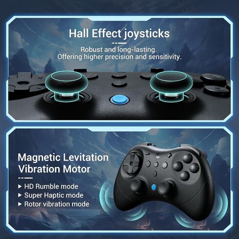 AKNES GuliKit Elves 2 Pro Wireless Gaming Controller for Switch/Switch 2, Windows, iOS and Android - Hall Effect Joysticks, 1000Hz Polling Rate, 3 Rumble Modes, Gyro Aiming - Transparent Black in Saudi Arabia