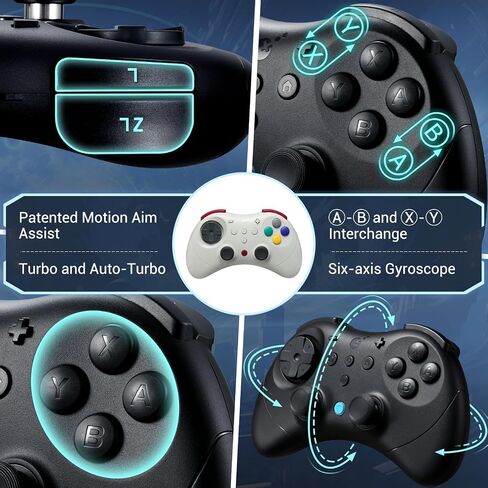 AKNES GuliKit Elves 2 Pro Wireless Gaming Controller for Switch/Switch 2, Windows, iOS and Android - Hall Effect Joysticks, 1000Hz Polling Rate, 3 Rumble Modes, Gyro Aiming - Transparent Black in Saudi Arabia