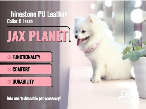 PU Leather Dog Leash with Rhinestone -[X801] Cute Soft Touch Walking Running Leash for Dogs PU Leather Leash for Dogs with Diamond Crystal &Metal Flower Luxury Dog Leash for Small Medium Dogs & Cats in Kuwait