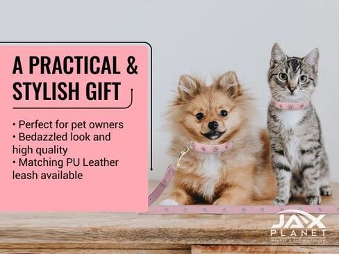 PU Leather Dog Leash with Rhinestone -[X801] Cute Soft Touch Walking Running Leash for Dogs PU Leather Leash for Dogs with Diamond Crystal &Metal Flower Luxury Dog Leash for Small Medium Dogs & Cats in Kuwait