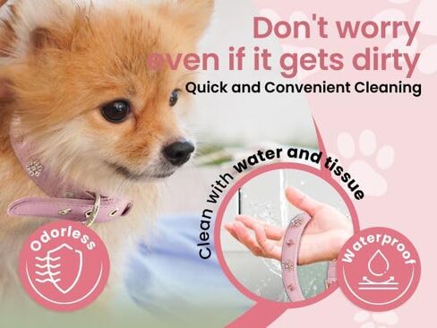 PU Leather Dog Leash with Rhinestone -[X801] Cute Soft Touch Walking Running Leash for Dogs PU Leather Leash for Dogs with Diamond Crystal &Metal Flower Luxury Dog Leash for Small Medium Dogs & Cats in Kuwait