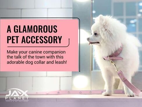 PU Leather Dog Leash with Rhinestone -[X801] Cute Soft Touch Walking Running Leash for Dogs PU Leather Leash for Dogs with Diamond Crystal &Metal Flower Luxury Dog Leash for Small Medium Dogs & Cats in Kuwait