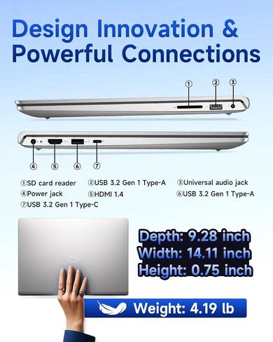 Dell 15 Laptop Computer for Business & Student, Intel Core i7-1355U (10-Core, Up to 5.0GHz), 15.6" FHD 120Hz, 32GB RAM, 1TB SSD, Windows 11 Pro, Backlit KB, Fingerprint, Copilot AI, w/Accessory Kit in Saudi Arabia
