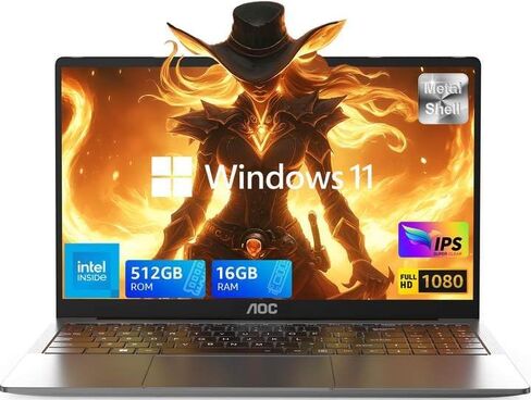 AOC AX15 15.6 بوصة كمبيوتر محمول محمول مع معالج Intel Alder Lake-N N97 ، Windows 11 ، RAM 16GB ، 512 جيجابايت SSD-كمبيوتر محمول للطلاب ومحترفي الأعمال in Saudi Arabia