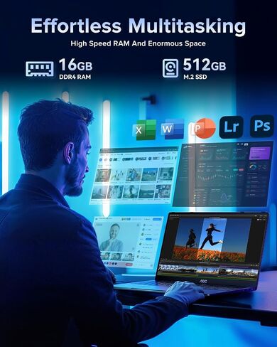 AOC AX15 15.6 بوصة كمبيوتر محمول محمول مع معالج Intel Alder Lake-N N97 ، Windows 11 ، RAM 16GB ، 512 جيجابايت SSD-كمبيوتر محمول للطلاب ومحترفي الأعمال in Saudi Arabia
