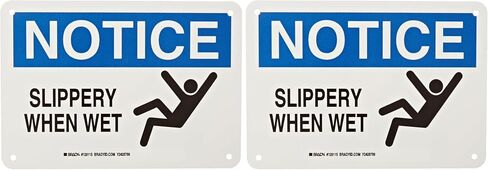 Brady 129115 آلة وعلامة تشغيلية، أسطورة "Slippery When Wet"، ارتفاع 7 بوصات، عرض 10 بوصات، أسود، أزرق، أحمر على أبيض، أسود، أزرق، وأبيض in Saudi Arabia